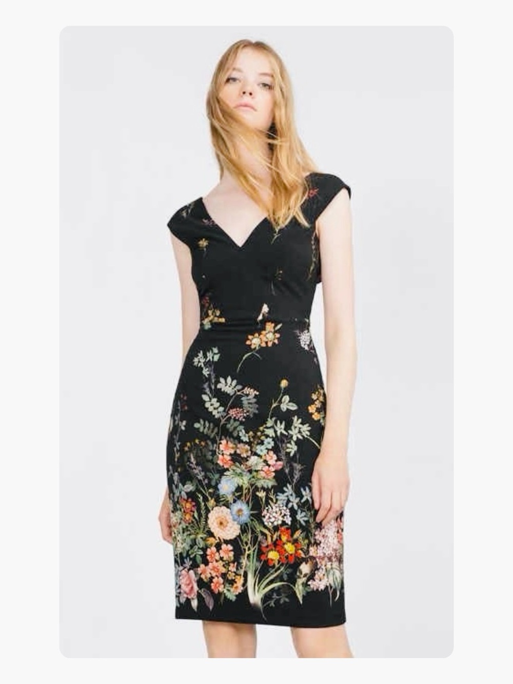 ★ Zara Woman NWT Seasonal Staple Elevated Basic Casual Floral Dress Black S ★